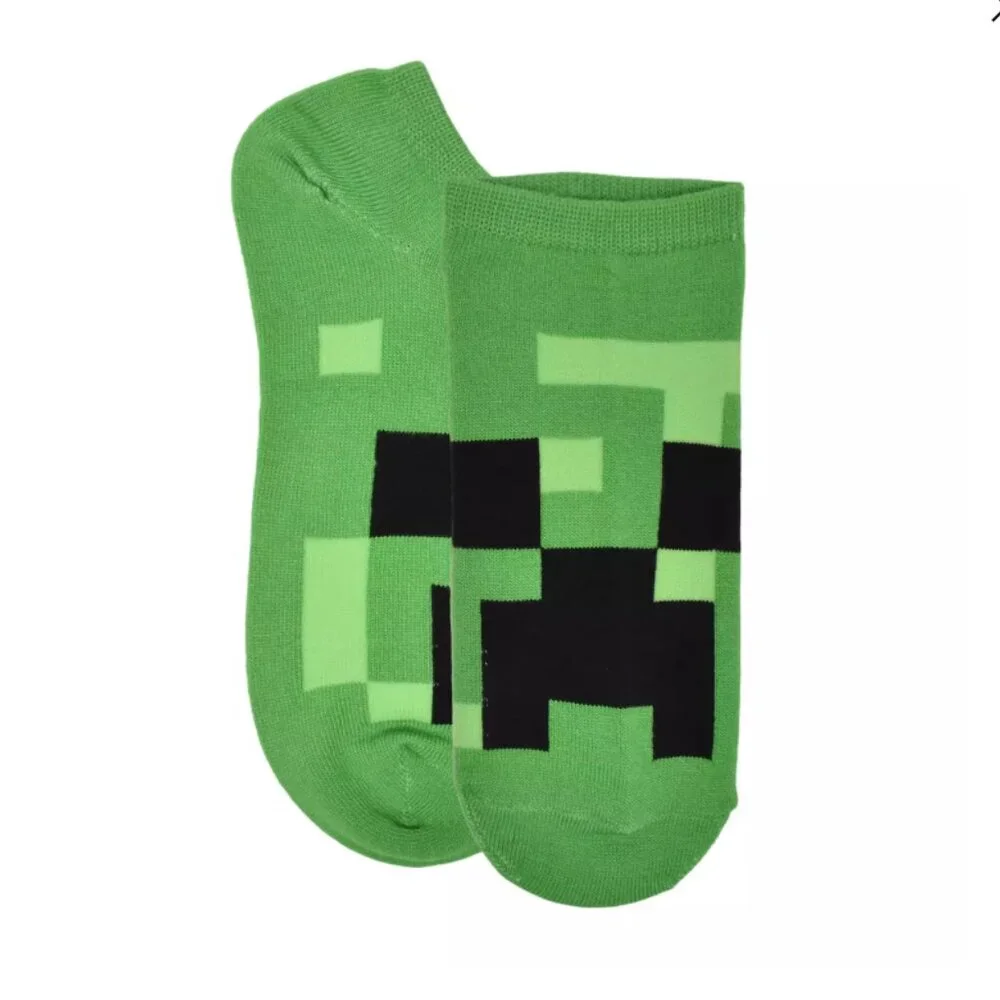 MINECRAFT 6 Pack Travel No-Show Socks Green Creeper NEW